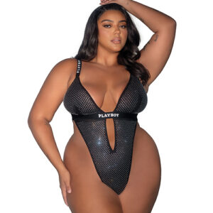 Playboy Disco Fever Rhinestone & Spandex Teddy - Black — Power Play Studio
