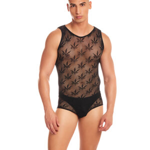 Rene Rofe and Pink Lipstick Rainbow Party Night Blaze Singlet 2 pc Set w/Thong - Black