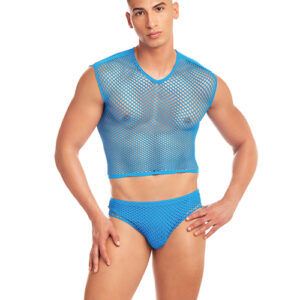 Rainbow Party Net-Flex Large Mesh 3 pc Set w/Thong - Blue