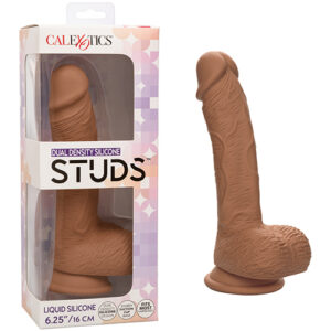 Studs Dual Density Silicone 6.25" Dildo - Brown — Suction Cup Dildos — Power Play Studio
