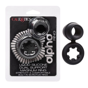 Alpha Liquid Silicone Dual Magnum Ring - Black — Cock & Ball Toys — Power Play Studio