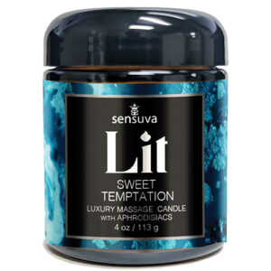 Sensuva Lit Sweet Temptation Luxury Massage Candle - 4 oz Vanilla, Sugar & Sweet Pea — Power Play Studio