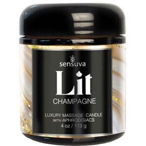 Sensuva Lit Champagne Luxury Massage Candle - 4 oz — Power Play Studio