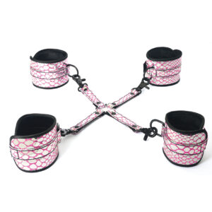 Spartacus Faux Leather Wrist & Ankle Restraints w/Hog Tie - Pink — Power Play Studio