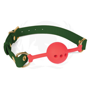 Spartacus Silicone Ball Gag w/Green PU Straps - 46 mm — Power Play Studio
