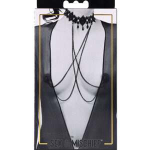 Sex & Mischief Lace Collar with Nipple Ties — Nipple Clamps — Power Play Studio