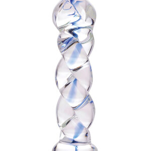 Prisms Erotic Glass Soma Twisted Dildo - Clear/Blue — Power Play Studio
