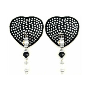 Bijoux de Nip Black Crystal Heart Pasties with Faceted Beads — Power Play Studio - Power Play Studio, LLC