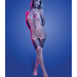 Metamorphic Glow-in-the-Dark Bodystocking Dress; Glows Pink — Power Play Studio