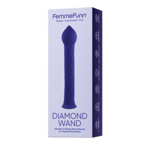 FemmeFunn Diamond Wand Rechargeable Flexible Textured Silicone Vibrator Dark Purple — Power Play Studio