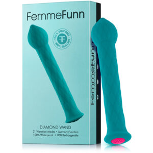 FemmeFunn Diamond Wand Rechargeable Flexible Textured Silicone Vibrator Turquoise — Power Play Studio