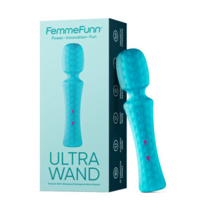 FemmeFunn Ultra Wand Rechargeable Flexible Textured Silicone Vibrator Turquoise — Power Play Studio
