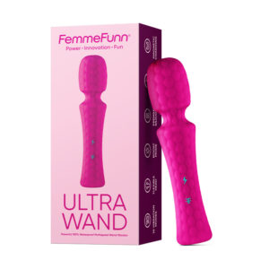 FemmeFunn Ultra Wand Rechargeable Flexible Textured Silicone Vibrator Pink — Power Play Studio