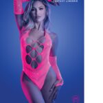 Fantasy Lingerie Glow Flashback UV Reactive Rhinestone Fishnet Teddy & Gloves/Warmers — Power Play Studio