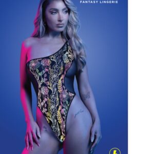 Fantasy Lingerie Glow Luminescent Floral Print One-Shoulder Teddy — Power Play Studio