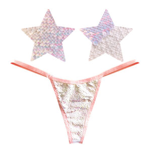 Neva Nude Naughty Knix Princess Bride Flip Sequin G-String & Pasties - Pink/White O/S — Power Play Studio