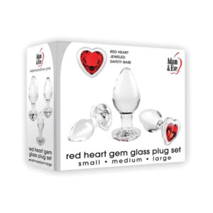 Adam & Eve Red Heart Gem Glass Plug Set — Power Play Studio
