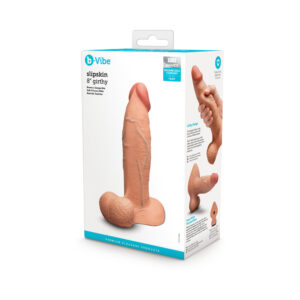 b-Vibe Slipskin Realistic Silicone Dildo 8 in. Girthy Mocha — Power Play Studio