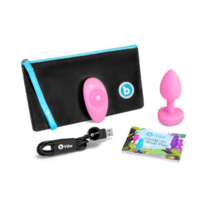 b-Vibe Vibrating Heart Anal Plug with Heart-Shaped Jewel Base Small/Medium Pink — Power Play Studio