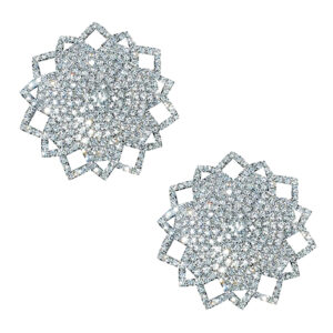 Neva Nude Ice Crystal Jewel Reusuable Silicone Nipple Pasties - Clear O/S — Power Play Studio