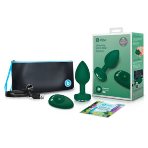b-Vibe Vibrating Jewel Rechargeable Remote-Controlled Anal Plug with Gem Base Emerald Medium/Large — Power Play Studio