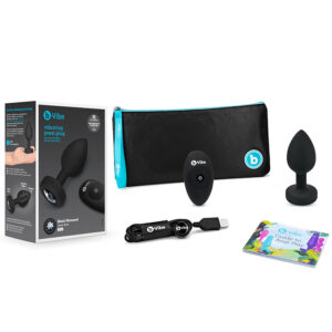 b-Vibe Vibrating Jewel Rechargeable Remote-Controlled Anal Plug with Gem Base Black Diamond Medium/Large — Power Play Studio