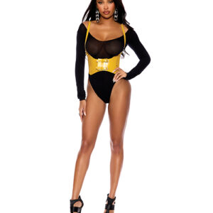 Leather Harness w/Adjustable Buckle Straps and Front Velcro Buckle Closure Yellow — Power Play Studio