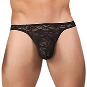 Male Power Stretch Lace Bong Thong Black — Power Play Studio