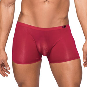 Male Power Seamless Sleek Sleek Short w/sheer pouch Wine Mediu — Power Play Studio