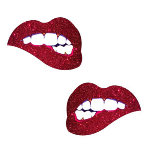 Neva Nude Pasty Bite Me Lips Glitter Red — Power Play Studio