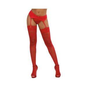 Dreamgirl Fishnet Thigh-High Stockings With Lace Top — Power Play Studio