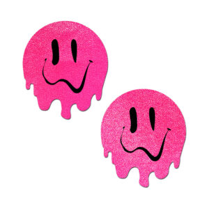 Pastease Neon PInk Melted Smiling Face Nipple Pasties — Power Play Studio