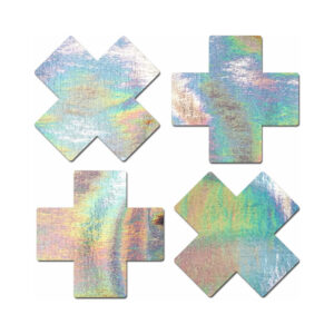 Pastease Petite Plus X Holographic Silver Cross Nipple Pasties — Power Play Studio