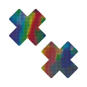 Neva Nude Talladega Trippin' Super Holographic Checkered X Nipple Pasties — Power Play Studio