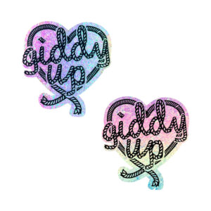 Neva Nude Giddy Up Light Pastel Smarties Party Glitter Lasso Heart Nipple Pasties — Power Play Studio