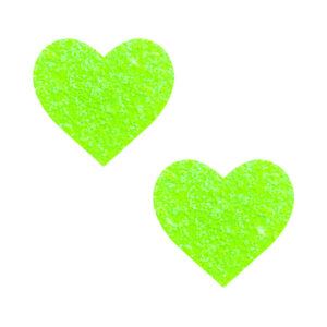Neva Nude Super Sparkle Lemon Lime Blacklight Glitter I Heart U Nipple Pasties — Power Play Studio