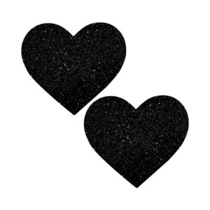 Neva Nude Black Malice Queen Status Plus Size Black Glitter Heart Nipple Pasties — Power Play Studio