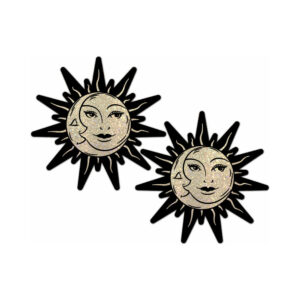 Pastease Sunburst: Sun & Moon Faces on Gold Glitter Sun Pasties — Power Play Studio