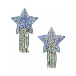 Pastease Star: Tassel Pasties: Silver Glitter Star with Fringe Pasties — Power Play Studio