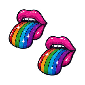 Pastease Taste the Rainbow Sparkling Tongue Out Breast Covers — Power Play Studio