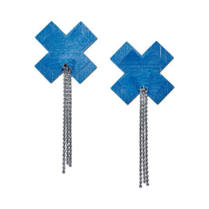 Pastease Tassel Pasties: Denim Plus X with Long Rhinestone Tassel — Power Play Studio