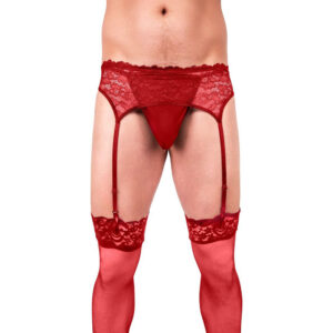 Prowler Lace Garter Set Red — Power Play Studio