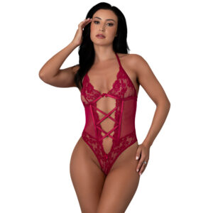 Magic Silk Black Cherry Halter Teddy Cherry — Power Play Studio