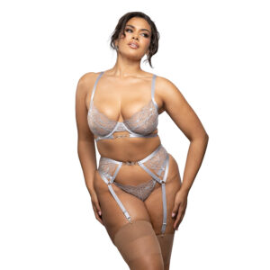 Fantasy Lingerie Radiance Diamond Bra, Garter Belt & Open Back Panty 1 — Power Play Studio