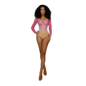 Dreamgirl Ombre Net Bodystocking Tropical Peach — Power Play Studio