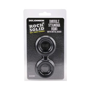 ROCK SOLID Silicone Double Stamina Ring with Metal Beads Black — Power Play Studio
