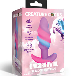 Creature Cocks Unicorn Swirl Silicone Butt Plug Small — Power Play Studio - Power Play Studio, LLC