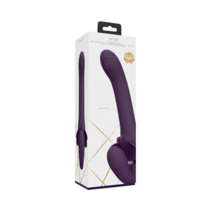 VIVE SATU Rechargeable Triple Motor Pulse-Wave Vibrating Silicone Strapless Strap-On Purple — Power Play Studio