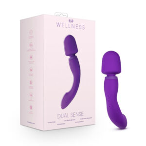Wellness Dual Sense Rechargeable Silicone Dual Ended G-Spot & Wand Vibrator Purple — Power Play Studio