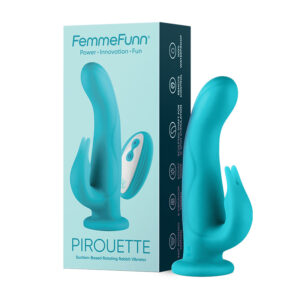 FemmeFunn Pirouette 8 in. Dual-Stimulation Rotating Vibrating Dildo Turquoise — Power Play Studio